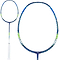 The Li-Ning Aeronaut 7000 Badminton Racket in Blue Green, featuring a white grip, is showcased from a full front view and a close-up of the head. This racket combines sleek aesthetics with precise control for players looking for modern performance.