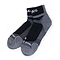 Introducing the Karakal X4 Men's Technical Ankle Badminton Socks in Black/Grey (UK7-UK13), featuring anti-slip rubber dots and shock-absorbing technology. Designed with textured soles, contrasting panels, and white text on the cuffs and toe area for ultimate comfort and support.