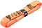 The Karakal PU Badminton Super Grip Marble Effect Single in orange, rolled up and secured with a black strap, features a textured marble pattern with earthy colors, showcasing its reliable grip for enhanced traction.