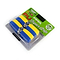 The Karakal PU Duo Badminton Grip - Twin Pack offers an ideal choice for racket sports enthusiasts, featuring two rolled grips in a vibrant combination of blue and yellow. The packaging prominently showcases key features such as "non-slip," "super absorbent," and "durability," all set against a green background that enhances the striking Karakal branding.