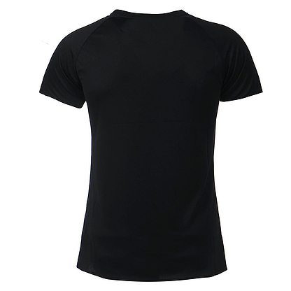 A plain FZ Forza Mobile Women's T-Shirt in black, embodying Danish design and incorporating Dryforze technology, displayed from the back against a white background.