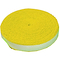 A Victor Towel Badminton Racket Grip - Reel - Yellow, known for its bright yellow hue and soft, sweat-absorbing texture similar to the original racket grip, showcases a white adhesive strip along one side and is neatly coiled into a compact circle against a simple white background.