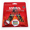 The Karakal Hot Zone 68 Badminton String is available in a red package adorned with flame graphics and contains ultra-thin, durable braided multifilament strings with a 0.68mm diameter. String tension guides are featured at the bottom.