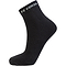 The FZ Forza Comfort Short Black Badminton Socks feature a ribbed texture and the text "FZ FORZA" in white near the cuff. They are showcased elevated on an invisible foot model, emphasizing their shape, fit, and comfort for every game.
