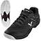 Introducing the VICTOR A922 Black Badminton Shoes: These athletic shoes showcase a sleek black and gray color scheme with a contrasting white sole. The design is textured, and the "Victor" logo prominently adorns the tongue. Equipped with black and white laces and EnergyMax 3.0 cushioning, these shoes offer exceptional comfort. An additional image highlights the unique tread pattern on the sole, perfect for badminton players seeking style and performance.
