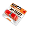 The Karakal X-RIP Replacement Badminton Grip in red is encased in clear plastic packaging that emphasizes its touch and pad features. It prominently displays the Karakal branding with icons for Long Life and replacement technology, includes usage recommendations, and features a breathable surface to boost performance.