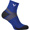 The Victor Badminton Socks SK 139 Blue by Victor feature a gray striped design with black accents, and a sturdy cuff for a secure fit. These athletic socks are stylish and functional, showcasing a white logo near the top.