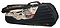 A Li-Ning 9 in 1 Limited Badminton Racket Bag - Beijing Tokyo in black, featuring gold accents and a graphic design with illustrations of people and buildings on one side, includes a convenient shoe compartment.