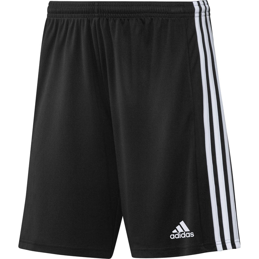 Enjoy supreme comfort and performance with the Adidas Squadra 21 Men's Shorts - Black. These men's athletic shorts boast a stylish white adidas logo on the lower left leg and incorporate Aeroready Technology. Featuring three signature white stripes down each side, they are ideal for any workout.