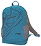 The Li-Ning Sonic Boom Badminton Backpack - Blue from Li-Ning boasts a stylish blue design, highlighted by a prominent line drawing of an athletic shoe on the front. It includes mesh side pockets, a top loop handle, and a roomy main compartment to store all your essentials.