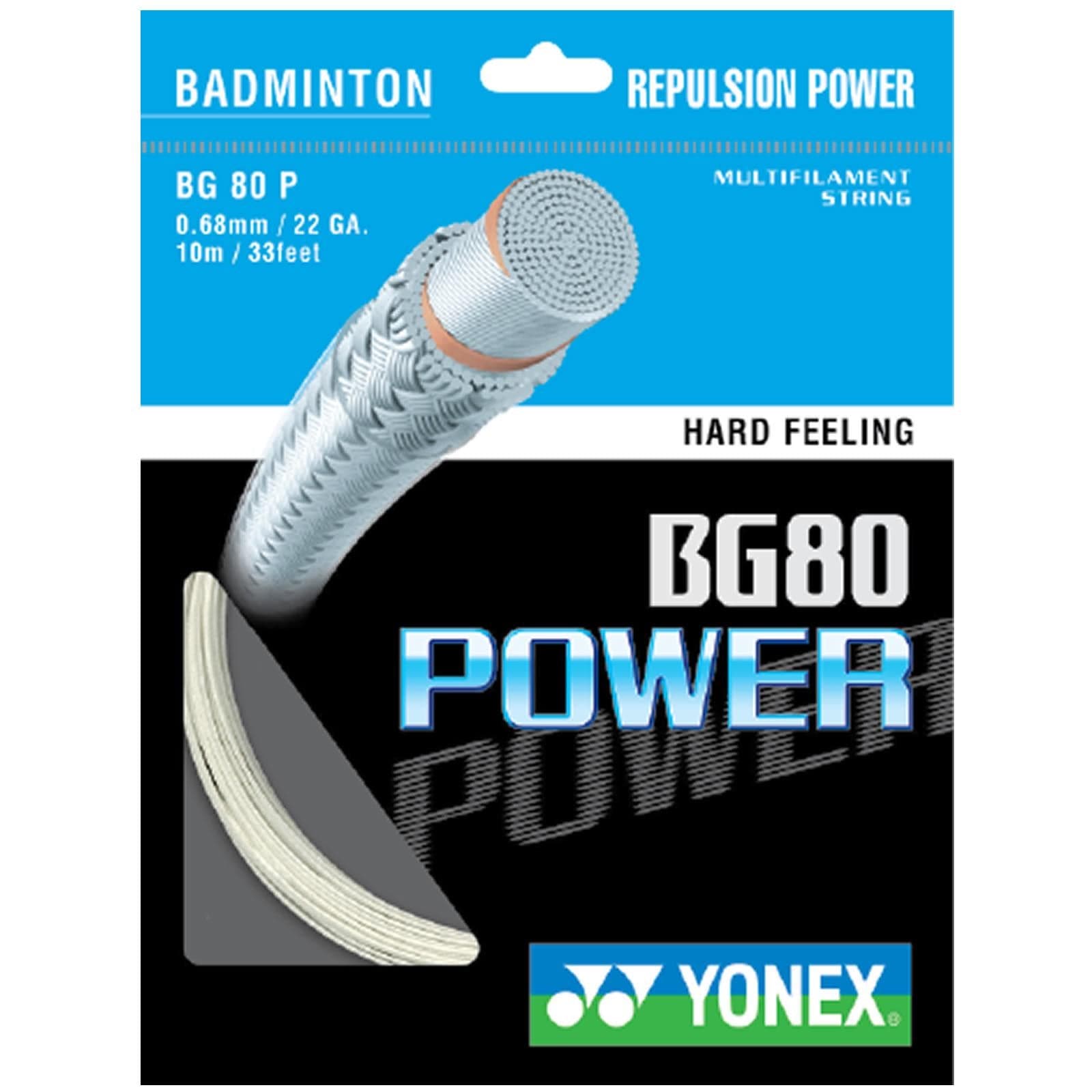 YONEX　BG80POWER　200mロール　（ホワイト） Yonex BG 80 Power Badminton String White - 0.68mm 10m Packet