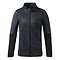 The FZ Forza Savoy Women's Badminton Jacket in black showcases a sleek, minimalist design with a high collar and long sleeves. Its stretchable fabric incorporates Dryforze technology, complete with a subtle pattern and discreet logo on the chest area for added sophistication.
