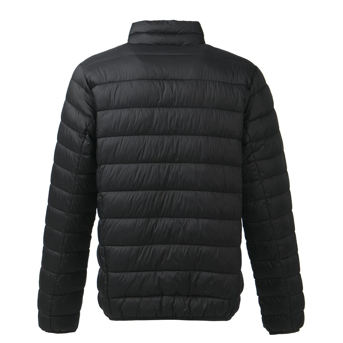 The FZ Forza Sinos Pro-Lite Badminton Jacket in black from brand FZ Forza is a lightweight, down-padded piece. It features a quilted design with a high collar and horizontal stitching. From the back, its puffy shape and long sleeves guarantee warmth and comfort while maintaining style.