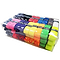 A transparent plastic box displays multiple rows of vibrant Ashaway New Softgrip Badminton Universal grips in colors like pink, blue, purple, orange, green, yellow, and white. These grips offer a super absorbent and non-slip experience with every swing. The Ashaway logo is prominently featured on the side of the box.