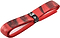 A rolled Karakal PU Badminton Super Grip Marble Effect Single in red showcases a textured, marble-like pattern for enhanced performance. The grip is secured in the middle by a black band that proudly displays the brand name, Karakal, in white letters.