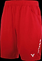 Introducing the Victor Badminton Short Denmark Mens Red 4628 by Victor. These shorts feature an elastic waistband and a small white logo on the bottom left, crafted with Ultra Dry technology to ensure maximum comfort and performance. Diagonal white stripes enhance the design on the right leg, making them perfect for athletes who prioritize both style and functionality. An excellent choice for badminton short aficionados or supporters of the Danish national team.