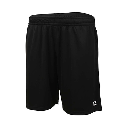 The Forza Landers Junior Badminton Shorts from FZ Forza, made of lightweight material with an elastic waistband, provide exceptional breathability. They feature the initials "FZ" on the lower left leg in smooth fabric, making them perfect for sports or casual wear.