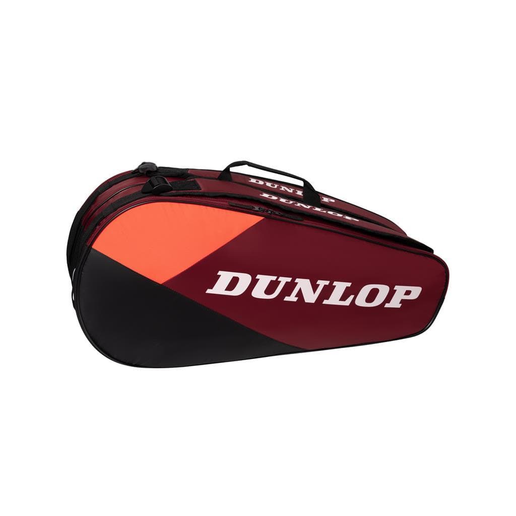 Introducing the Dunlop CX Club 6 Badminton Racket Bag in Black and Red. This spacious bag is designed for easy organization of your gear, with features including a zippered compartment and a shoulder strap for effortless carrying.
