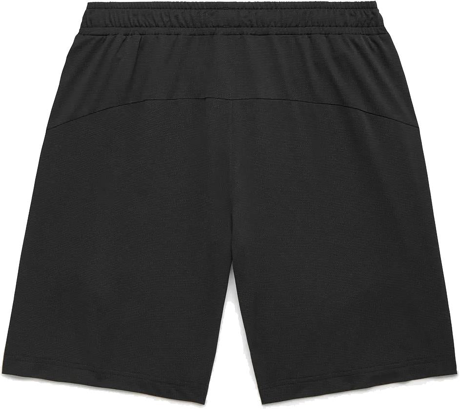 The Yonex 15239YX Knit Men's Badminton Shorts in black feature an elastic waistband, a seam across the upper back, and lightweight fabric ideal for sports or casual wear.