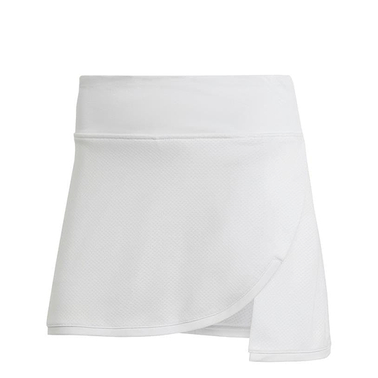 The adidas Women's Club Badminton Skirt in white boasts an overlapping wrap design and is crafted from lightweight AEROREADY fabric, ensuring you stay cool and comfortable on the court.