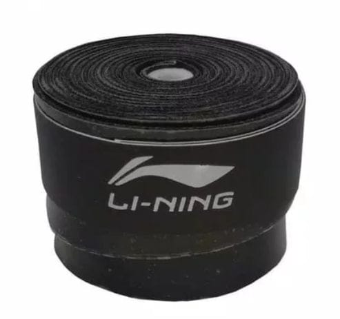 This tightly rolled, absorbent black Li-Ning Badminton Overgrip features the brand's logo and name printed in white on the side.