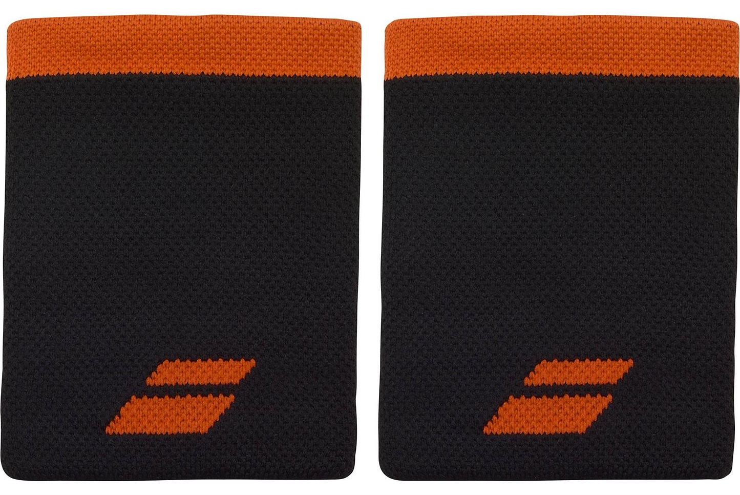 The Babolat Logo Jumbo Wristbands in black and red, shown side by side on a white background, are perfect sweat-absorbing tennis accessories from Babolat.