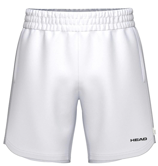HEAD Power Mens Badminton Shorts in white by HEAD feature an elastic waistband and "HEAD" logo on the lower left leg. These athletic shorts offer a clean design, ideal for badminton, tennis, or any active sport.