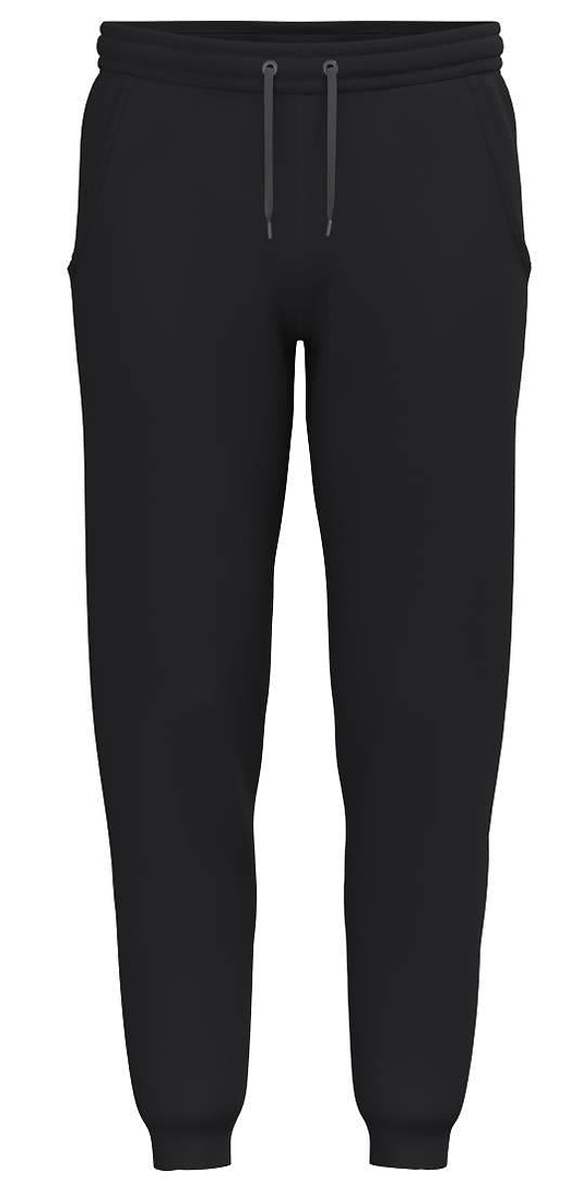 The HEAD Club Original Mens Badminton Pants in black feature an elastic waistband, drawstring ties, side pockets, and tapered legs with elastic cuffs—ideal as stylish men’s badminton pants. Brand: HEAD.