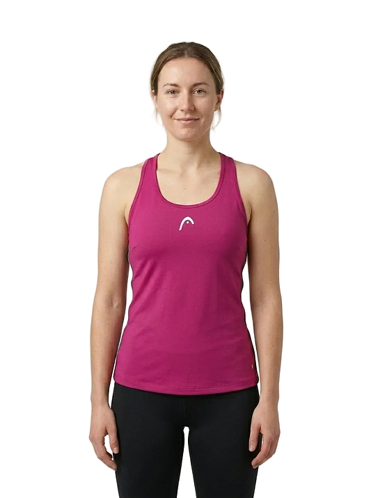 HEAD Spirit Womens Badminton Tank Top - Vivid Pink — On Model - Upper Body | Generated by Modelize