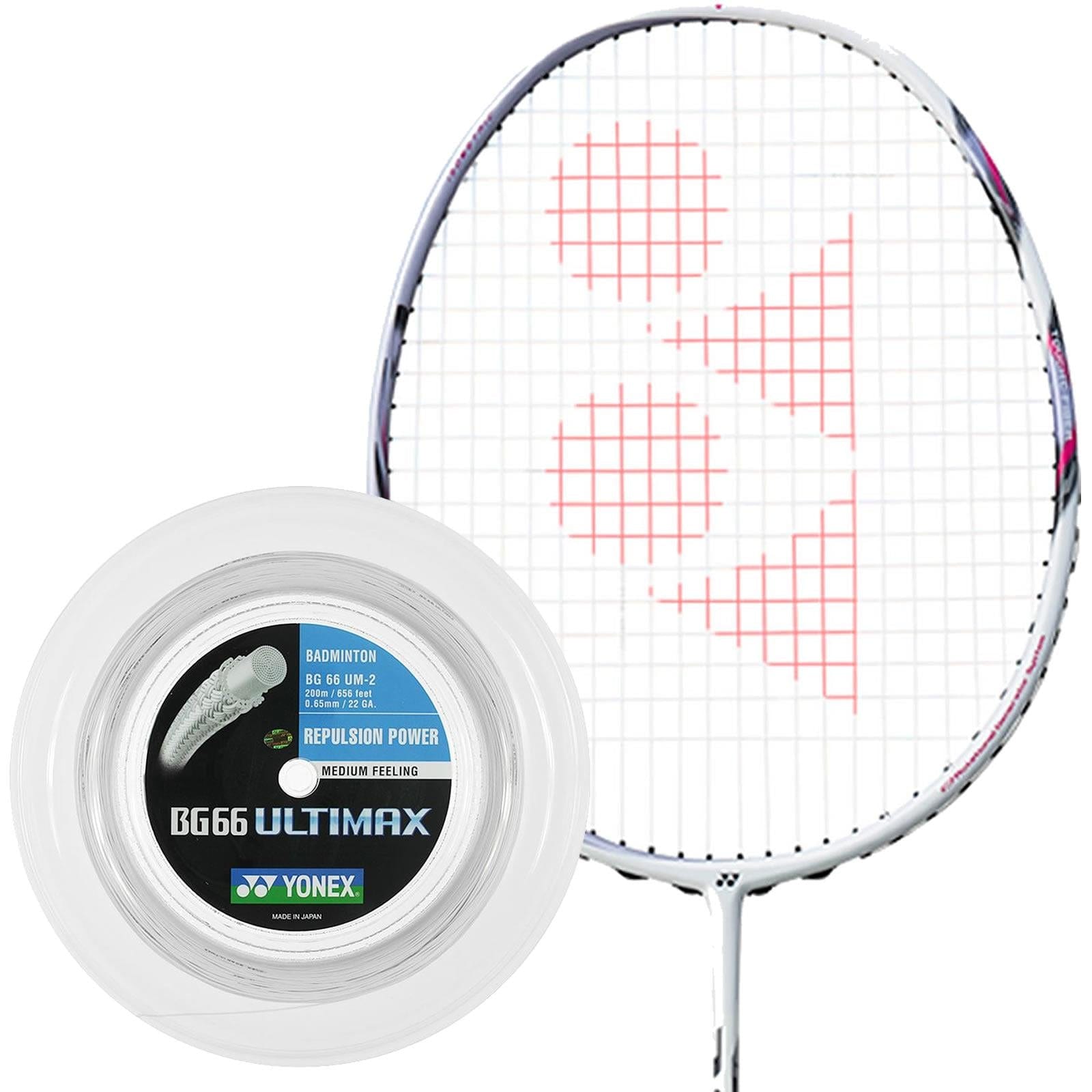 Yonex BG 66 Ultimax Badminton String White - 0.65mm 200m Reel