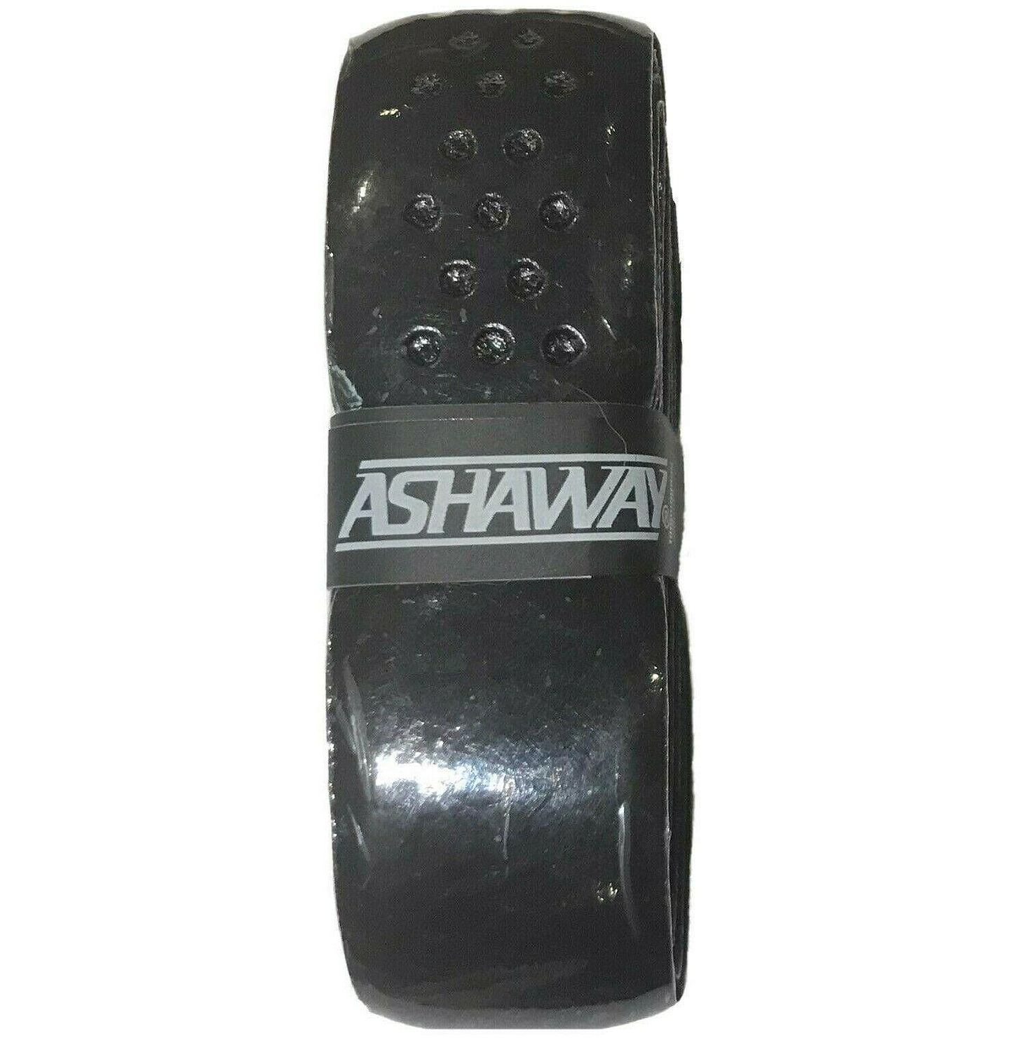 The Ashaway Soft Grip Badminton Grip (single) in black includes perforations for enhanced comfort and is wrapped and secured with an Ashaway band, making it the ideal super soft replacement grip.