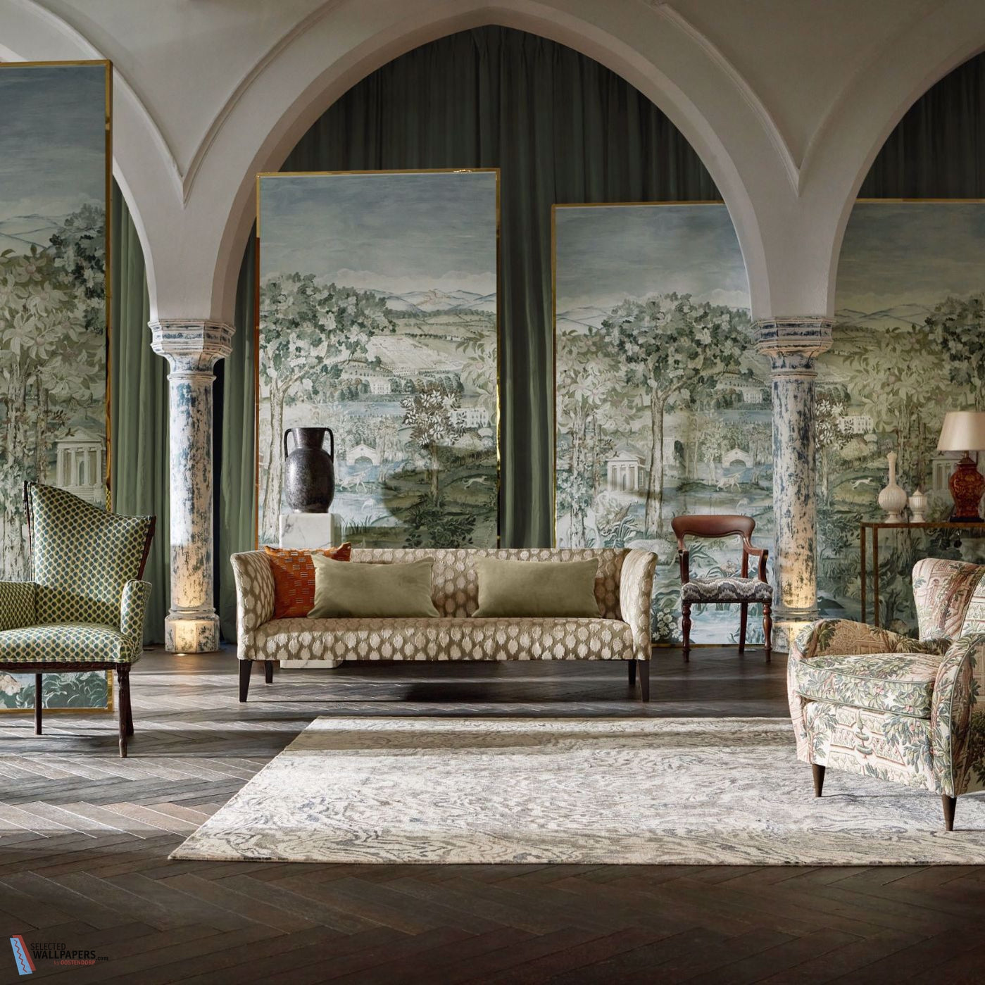Arcadian Thames-behang-Tapete-Zoffany-Selected Wallpapers