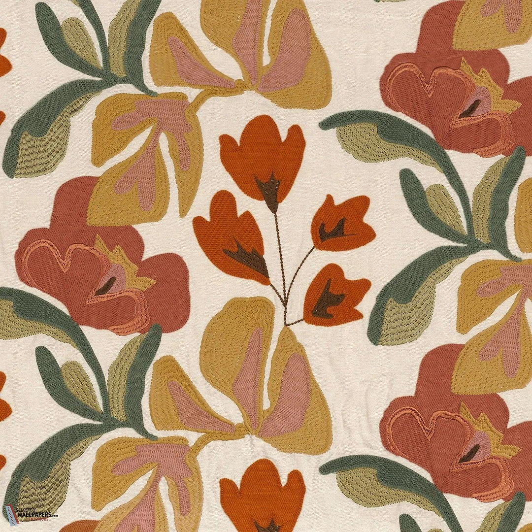 Ayana stof-Casamance-Kaki terracotta-Meter (M1)-Selected Wallpapers-Interiors