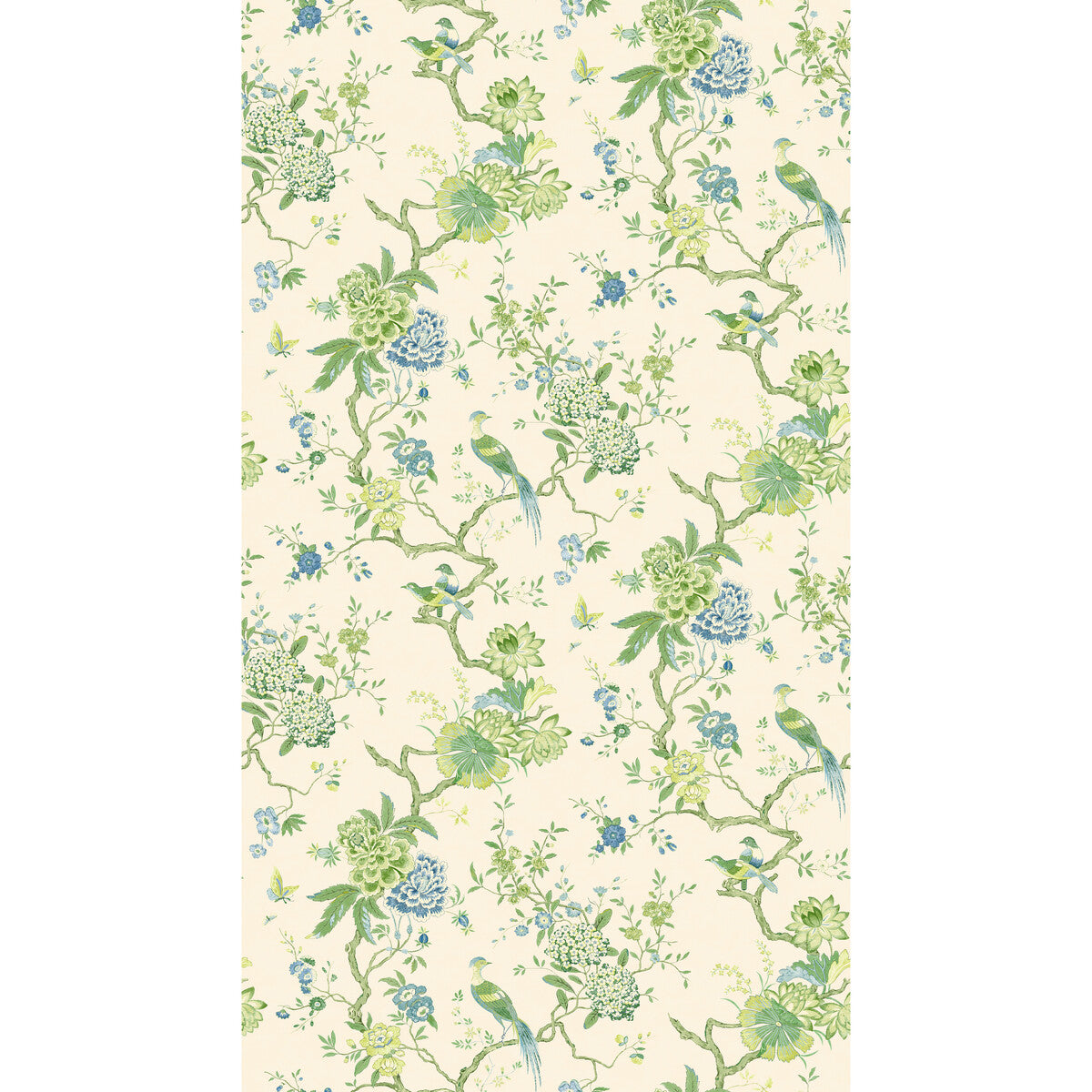 Oriental Bird behang-Behang-GP&J Baker-Green/Blue-Rol-Selected Wallpapers &amp; Interiors