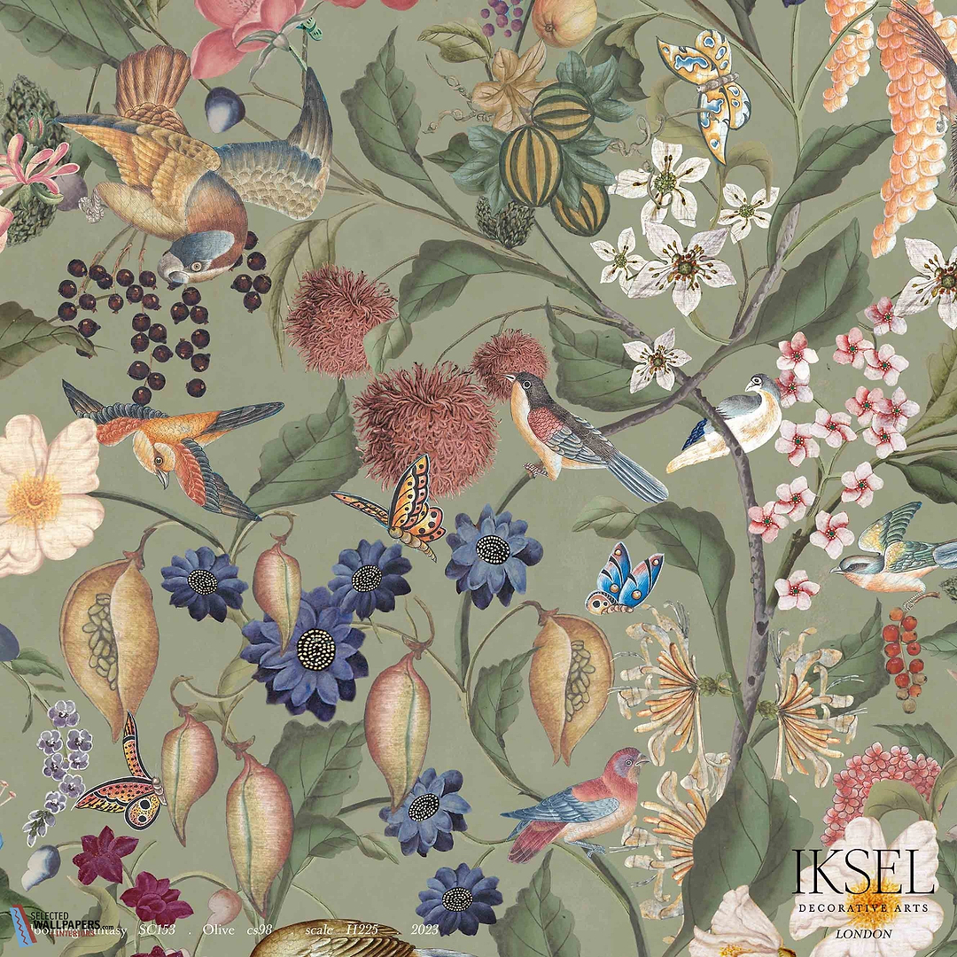 Blooming Fantasy-Iksel-behang-Tapete-wallpaper-Olive-Non Woven-Selected Wallpapers