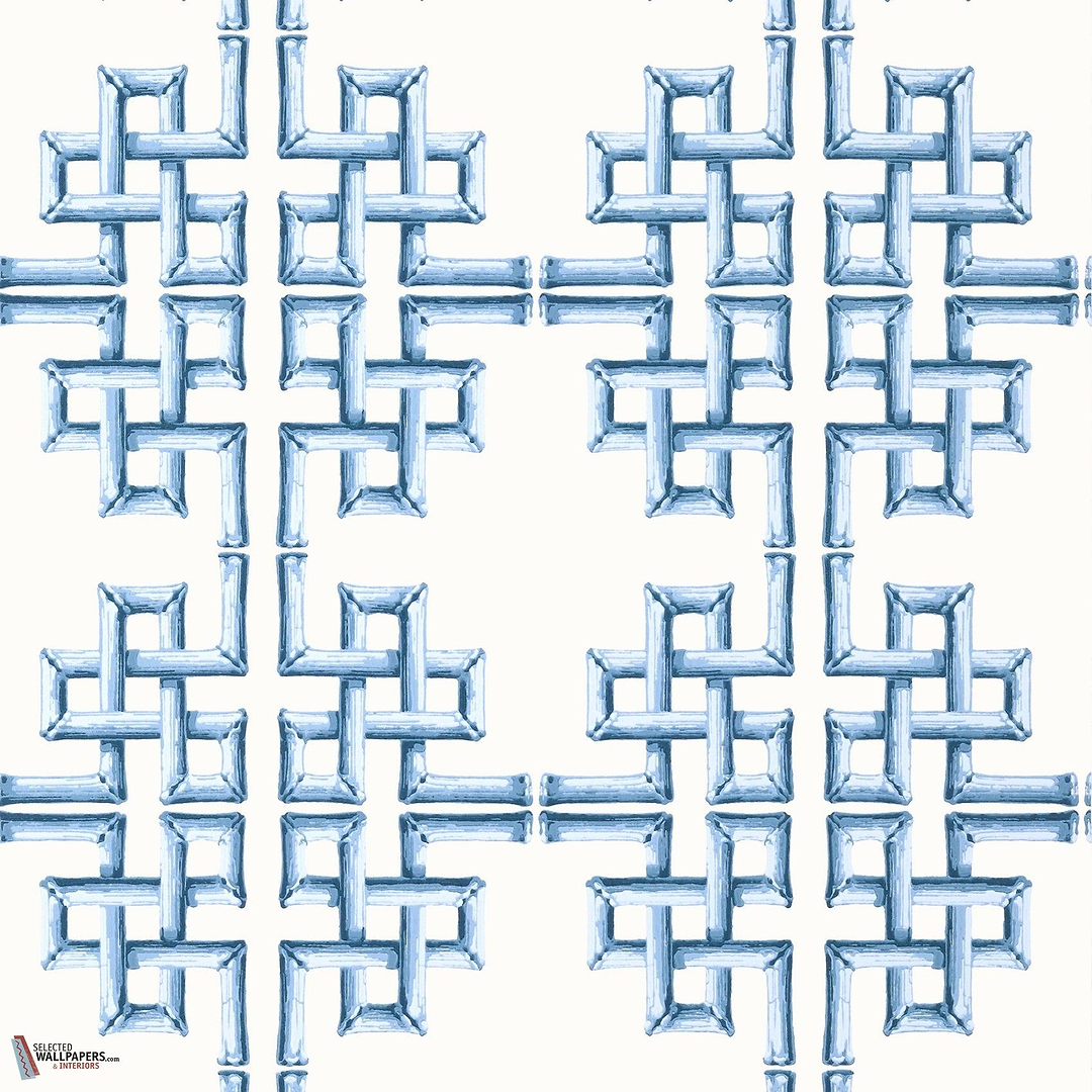 Boca Bamboo behang-Thibaut-Blue-Rol-Selected Wallpapers-Interiors