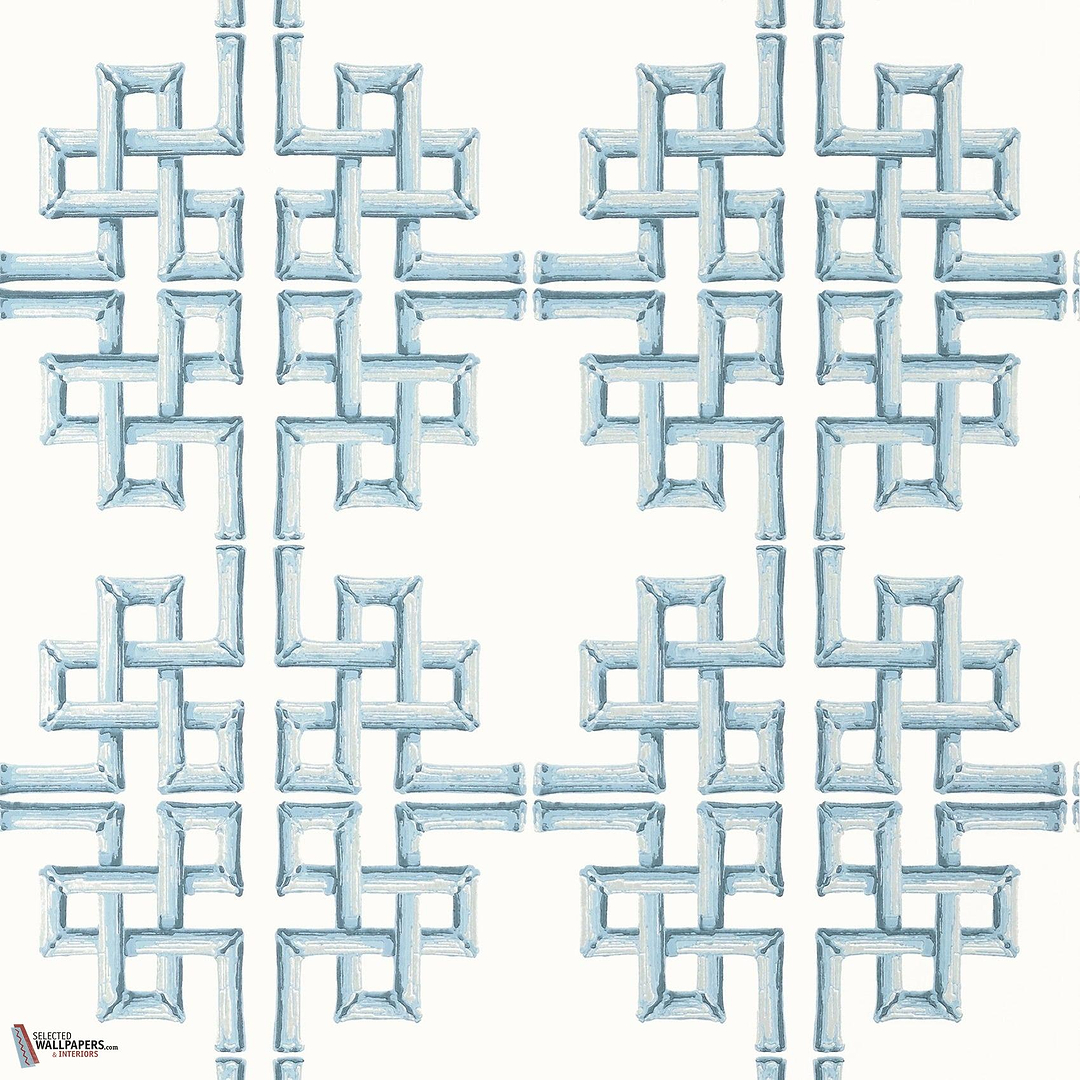 Boca Bamboo behang-Thibaut-Spa Blue-Rol-Selected Wallpapers-Interiors
