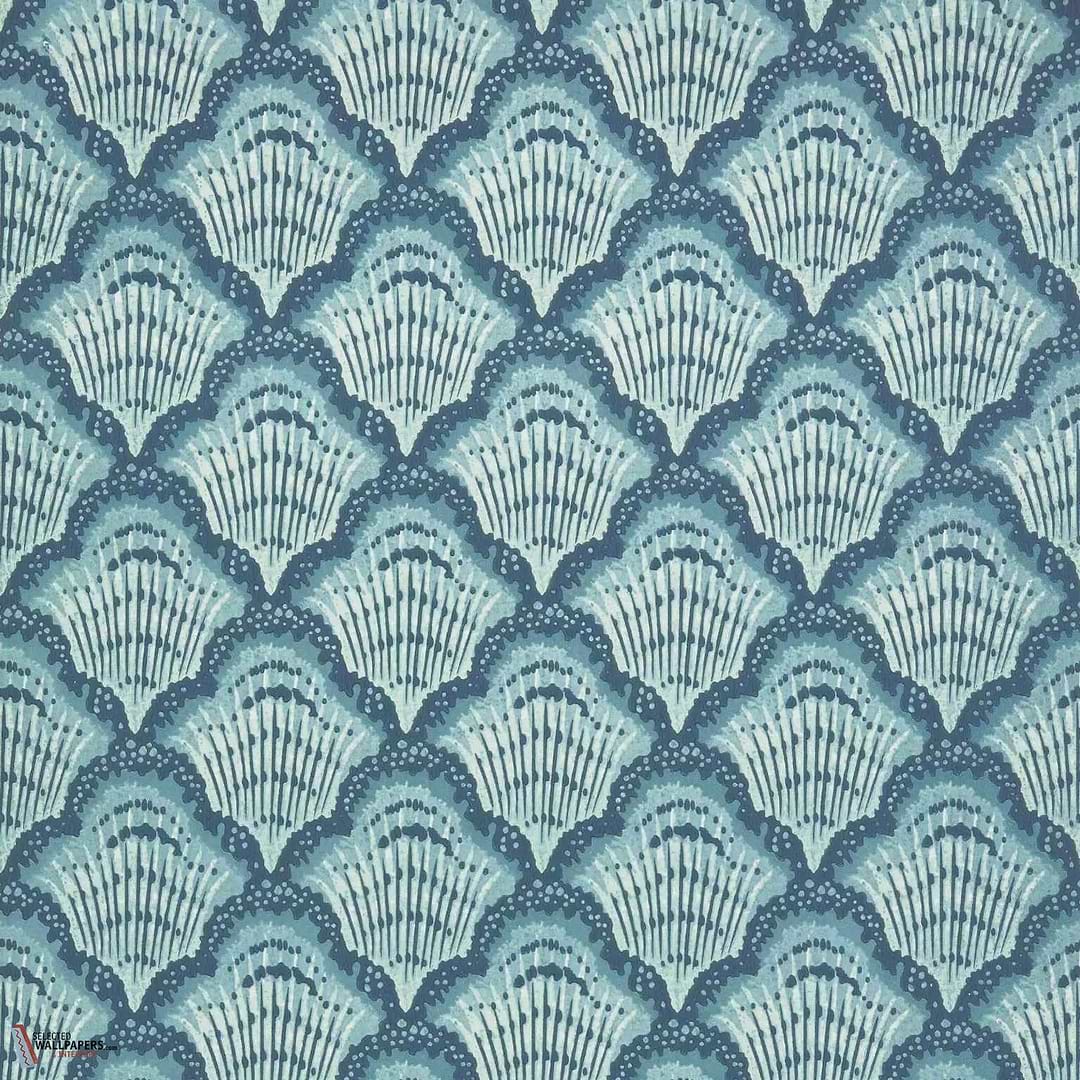Calico Shell behang-1838 wallcoverings-Aqua-Rol-Selected Wallpapers-Interiors