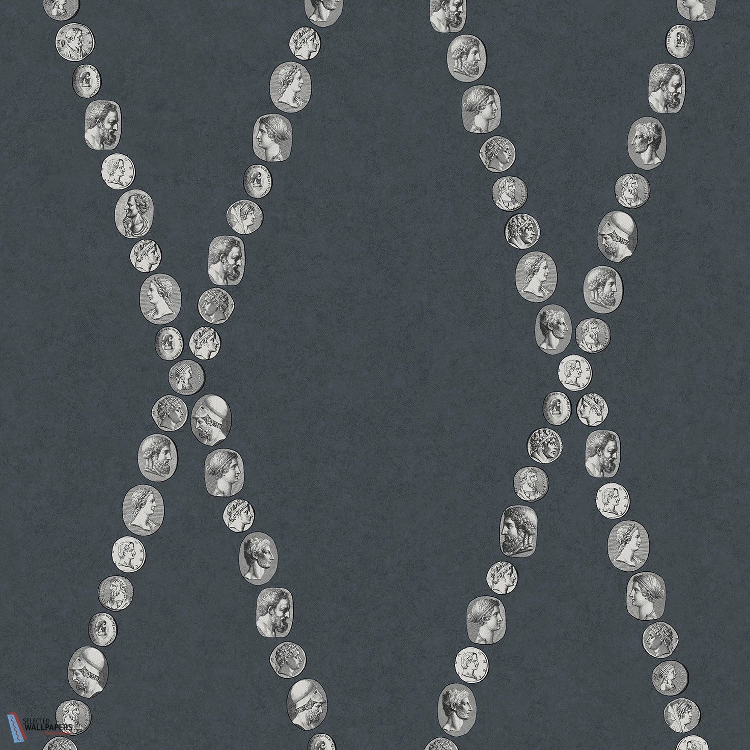 Cammei-behang-Tapete-Cole & Son-Silver on Ink-Rol-123/4017-Selected Wallpapers