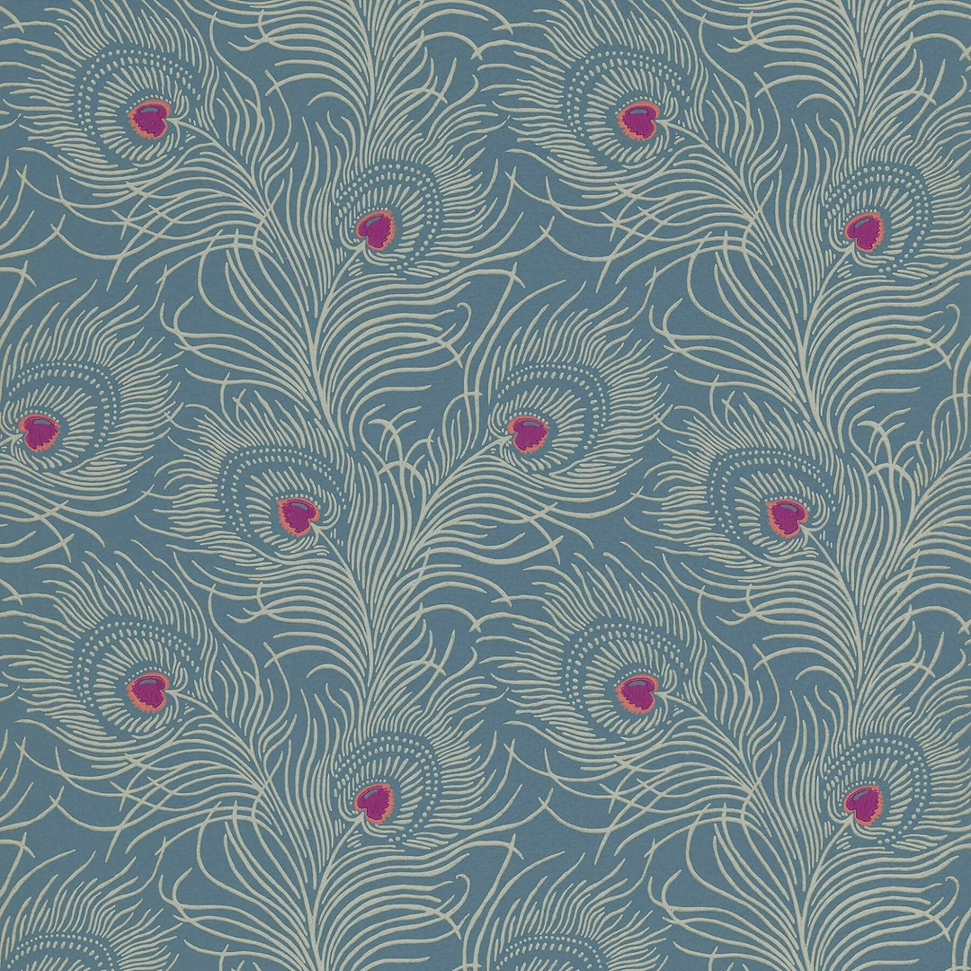 Carlton House Terrace-behang-Tapete-Little Greene-Blue Plume-Rol-0256CTBLUEP-Selected Wallpapers
