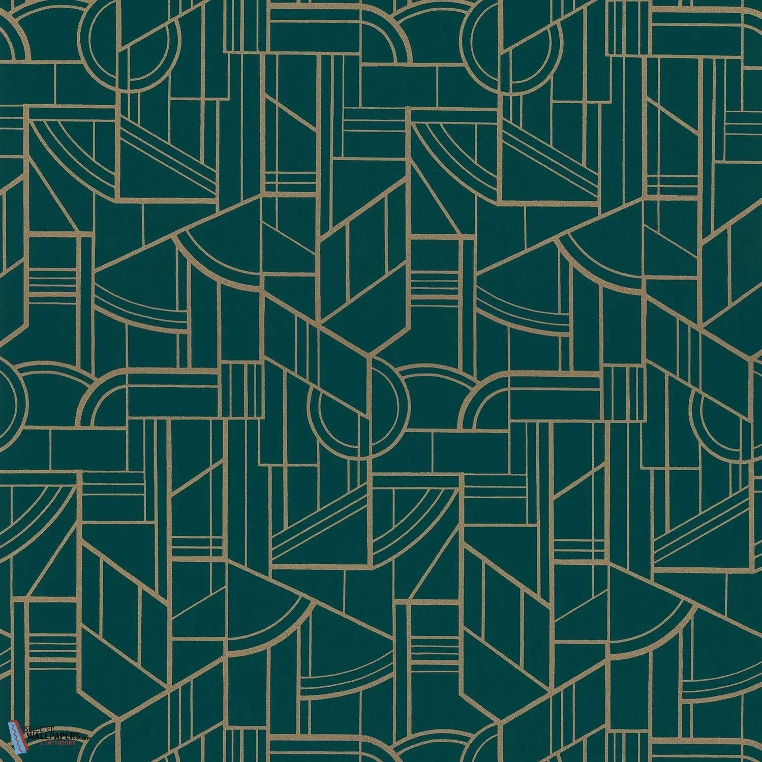 Cinétique-Casamance-wallpaper-behang-Tapete-wallpaper-Vert Canard/Dore-Rol-Selected Wallpapers