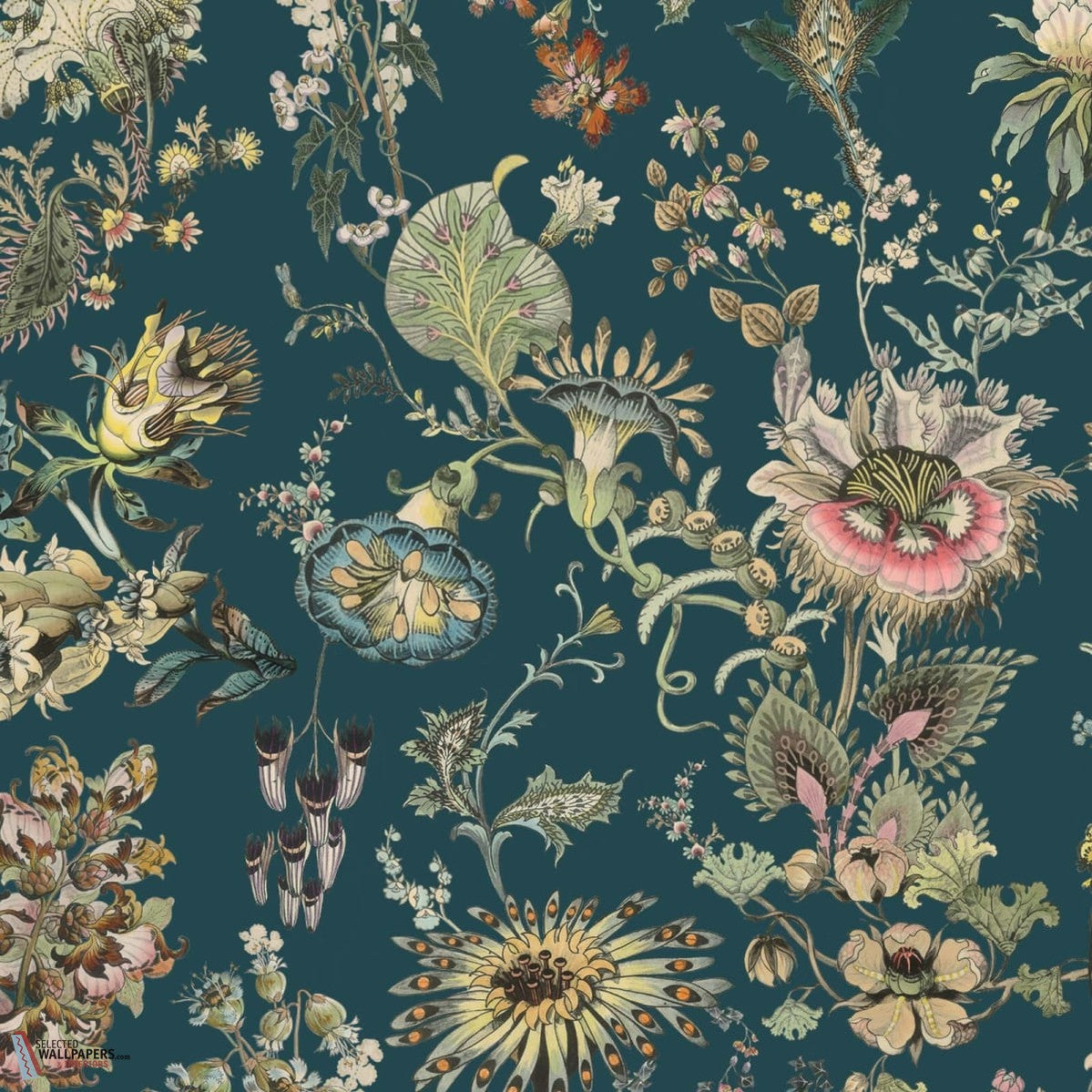 Flora Fantasia behang-House of Hackney-wallpaper-tapete-Cerulean-200 cm-Selected-Wallpapers-Interiors