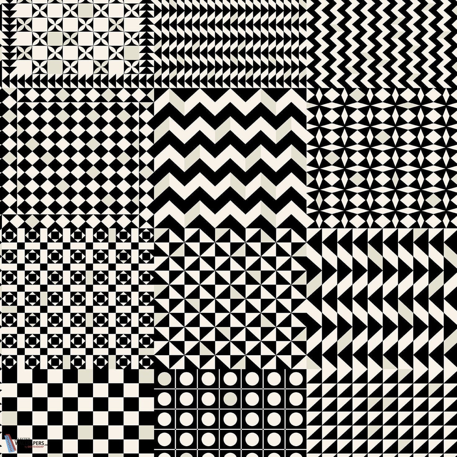 Geometrico-behang-Tapete-Cole & Son-Black & White-Rol-123/7032-Selected Wallpapers