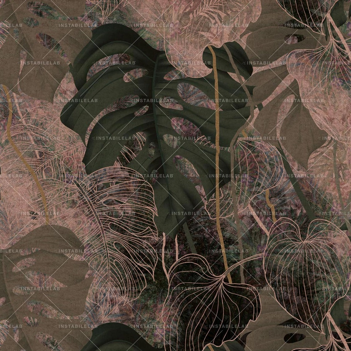 Golden Leaf behang-Behang-INSTABILELAB-Rose Gold-Prestige Rose Gold-M2-Selected Wallpapers &amp; Interiors