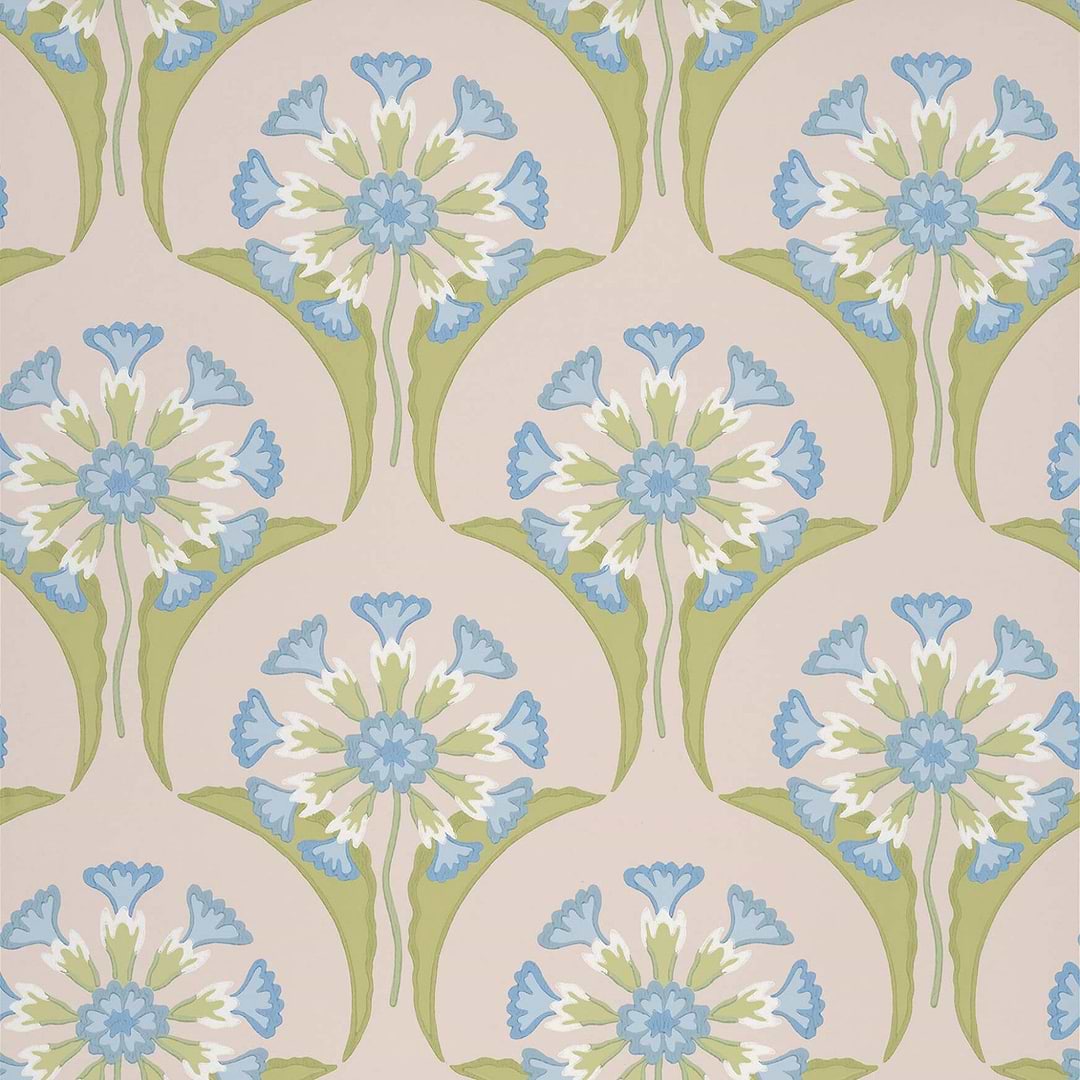Hencroft-behang-Tapete-Little Greene-Blue Primula-Rol-0245HEBLUEP-Selected Wallpapers