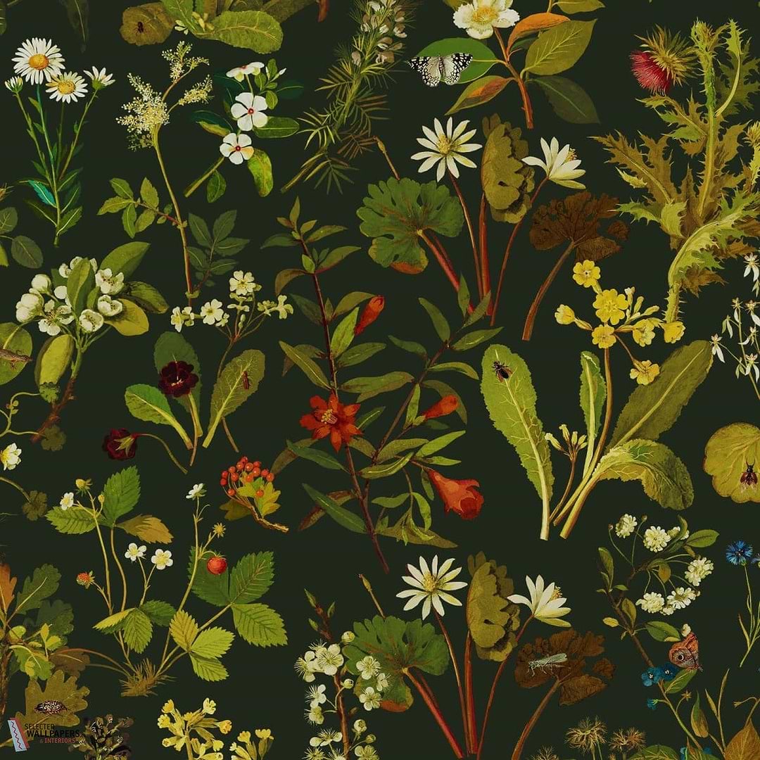Herbarium behang-House of Hackney-wallpaper-tapete-Forest Green-200 cm-Selected-Wallpapers-Interiors