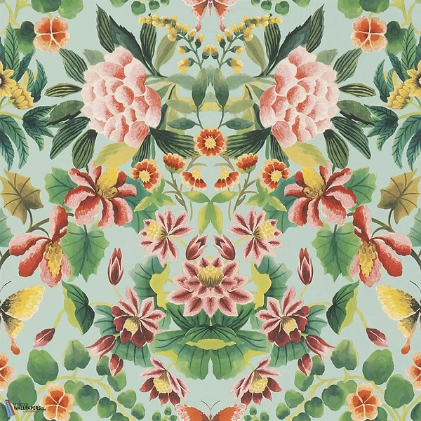 Ikebana Damask-behang-Tapete-Designers Guild-Aqua-Rol-PDG1156/05-Selected Wallpapers