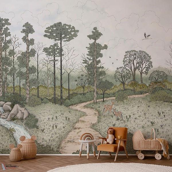 La biche aux bois behang-Les Dominotiers-Selected Wallpapers-Interiors