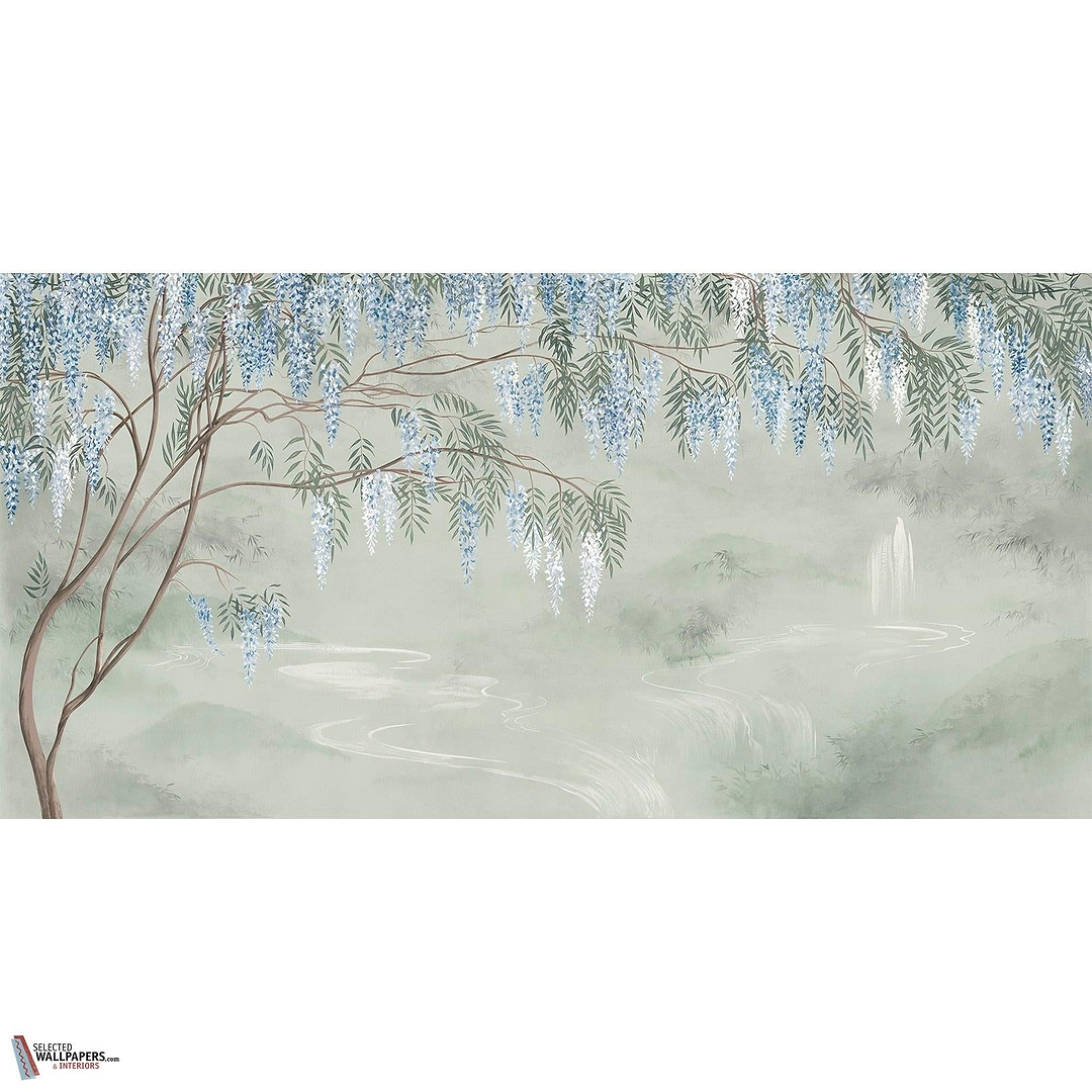 Le Vallon des Glycines behang-Les Dominotiers-Vert-Non Woven 70 cm-M2-Selected Wallpapers-Interiors
