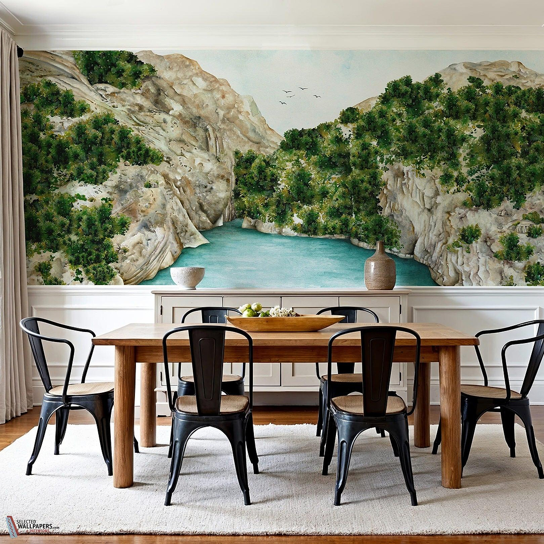 Les gorges émeraude behang-Les Dominotiers-Selected Wallpapers-Interiors